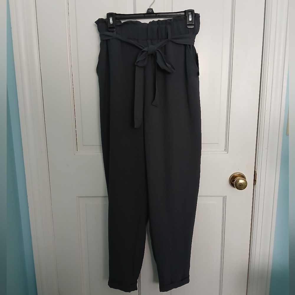 SO Paperbag Charcoal Cuffed Taper Pants